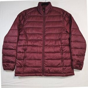 Large Tall Puffer Jacket St Johns Bay Men Burgundy Down Style Jacket Gorpcore